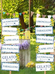 Decorazioni per feste a tema limone in porcellana blu e bianca, cartelli decorativi per foto da festa a tema limone in porcellana blu e bianca, adatti per decorazioni per feste di compleanno, matrimoni, addii al celibato