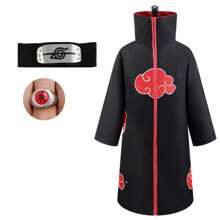 Costume de cosplay de cape de l'organisation des vêtements avec nuages rouges, costume d'Halloween de performance, cape d'Uchiha Itachi