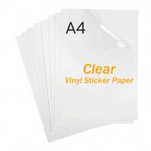 50 张 A4 激光打印机透明贴纸，8.3 X 11.7 英寸 A4 尺寸，光面乙烯基贴纸 - 适用于工艺品和鲜艳设计、学校用品、返校 - 無色 - 查看 2