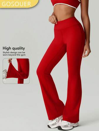 GOSOUER Women Sport Tummy Control High Waisted Bell-Cut Legging Casual Fitness Yoga Flared Pants Tights