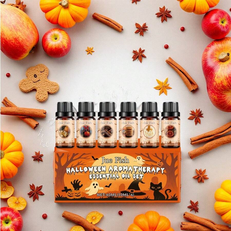 Set de aceites esenciales de aromaterapia de Halloween, caja de regalo de aceites de fragancia para DIY de difusión de aromaterapia doméstica