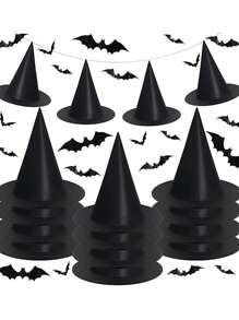 6 sombreros de bruja para disfraz de Halloween con cordón ajustable de talla 100 para decoración de patio