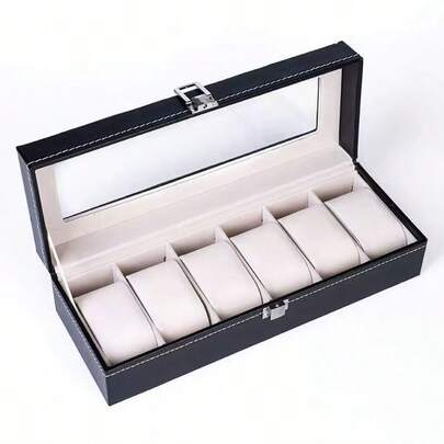 Caixa de Relógio em Couro Sinté Preto