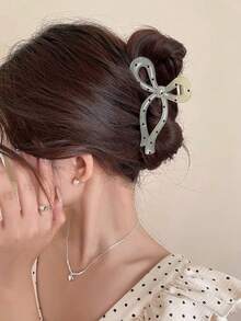 2 件/1 件 4.3 英寸蝴蝶结波尔卡圆点轻质塑料发夹，适合女士，时尚多功能高端优雅简约发爪夹，适合日常休闲、派对、通勤、度假、马尾辫、发型设计、洗脸/头发、化妆、服装配饰