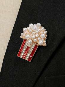 Perle, Edelstein, Popcorn-Brosche, Brustblüte, eleganter und charmanter Kleidungsaccessoire (unisex), das perfekte Geschenk für Feiertage.
