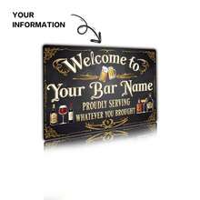 8x12 Inches Personalized Vintage Metal Bar Sign With Welcoming Text, Customized Metal Hanging Decor For Home And Tavern, Universal Holiday Decoration, No Battery Required,Chic Design - Multicolor 2 - View 7