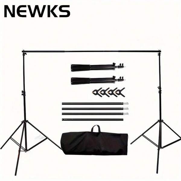 NEWKS NEWKS 200x300cm/78.74x118.11-Inch Background Stand, Professional Photography Stand Kit, Adjustable Photography Background Photography Stand With Spring Clip, Suitable For Photography Studios, Parties, And Wedding Decorations
