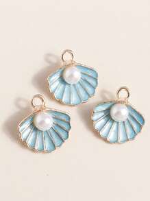10pcs/Pack 3D Effect Faux Pearl & Shell Drip Oil Pendant, DIY Jewelry Accessories