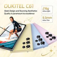 OUKITEL C61 安卓 15 智能手机，无合约，16GB+128GB/1TB 存储空间，6.88 英寸高清+ 90Hz 显示屏，5150mAh 电池，13MP+5MP 双后置摄像头，4G 双卡双待，无锁/指纹解锁/OTG/面部解锁 - 金色 - 查看 8