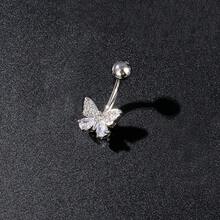 1 pieza Anillo para el ombligo con forma de mariposa sexy, de uso diario o playa para mujeres - Plateado - Ver 4