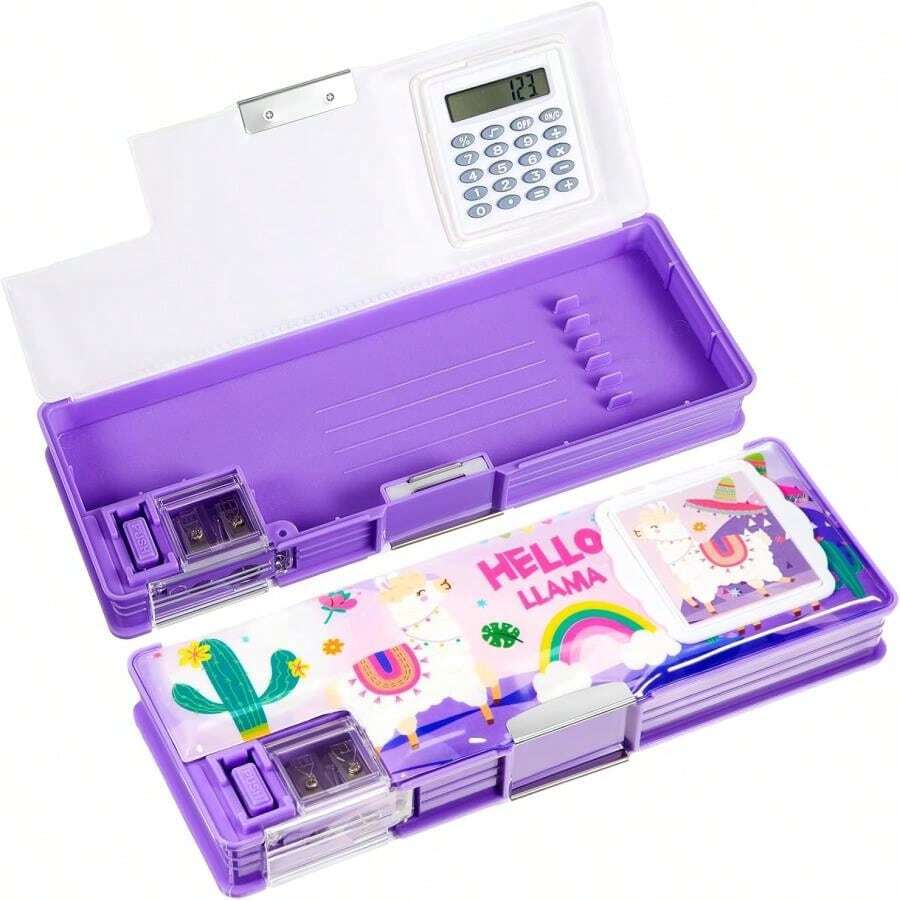 Henoyso Pencil Box For Girls Alpaca Pencil Case With Calculator And Pencil Sharpener Multifunction Pencil Case Cool School Supplies Back To School Gift Birthday Present For Kids Teens - Alpaca - View 1