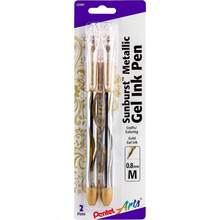 Fashion Pentel Arts Sunburst Metallic Gel Pen, Medium Line, Permanent, Gold Ink, 2 Pack (K908BP2X) - 1 - View 2
