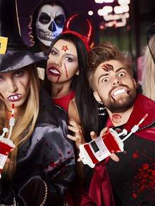 5pcs/Pack Halloween Double Pipes Blood Bag For Drinks, Vampire Party Decorations Supplies, Prank Gift, Haunted House Prop, Suitable For Beverage Candy Chocolate Cookies Etc (350ml/12oz) - Multicolor - View 7