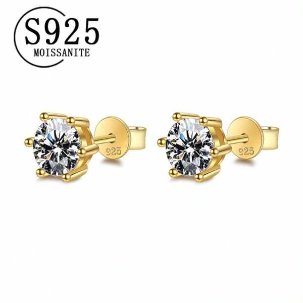 925 Sterling Silber Moissanit Sechs-Krallen-Ohrringe für Damen und Herren, Paare, Dekoration, Mode, Design, fortgeschritten, kreativ, prachtvoll, reif, nischenmarkt, frisch, süß, lässig, klassisch, luxuriös, für den täglichen Gebrauch, Urlaub, Flitterwochen, Party, Date, Freund, Freundin, beste Freundin, Mutter, Großmutter, Geburtstag, Jahrestag, Halloween, Weihnachten, Valentinstag Geschenk