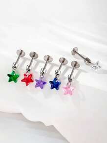 Toppiercing 1 Stück Premium Kubikzirkon Stern Design Ohrknorpel Piercing, minimalistischer Stil