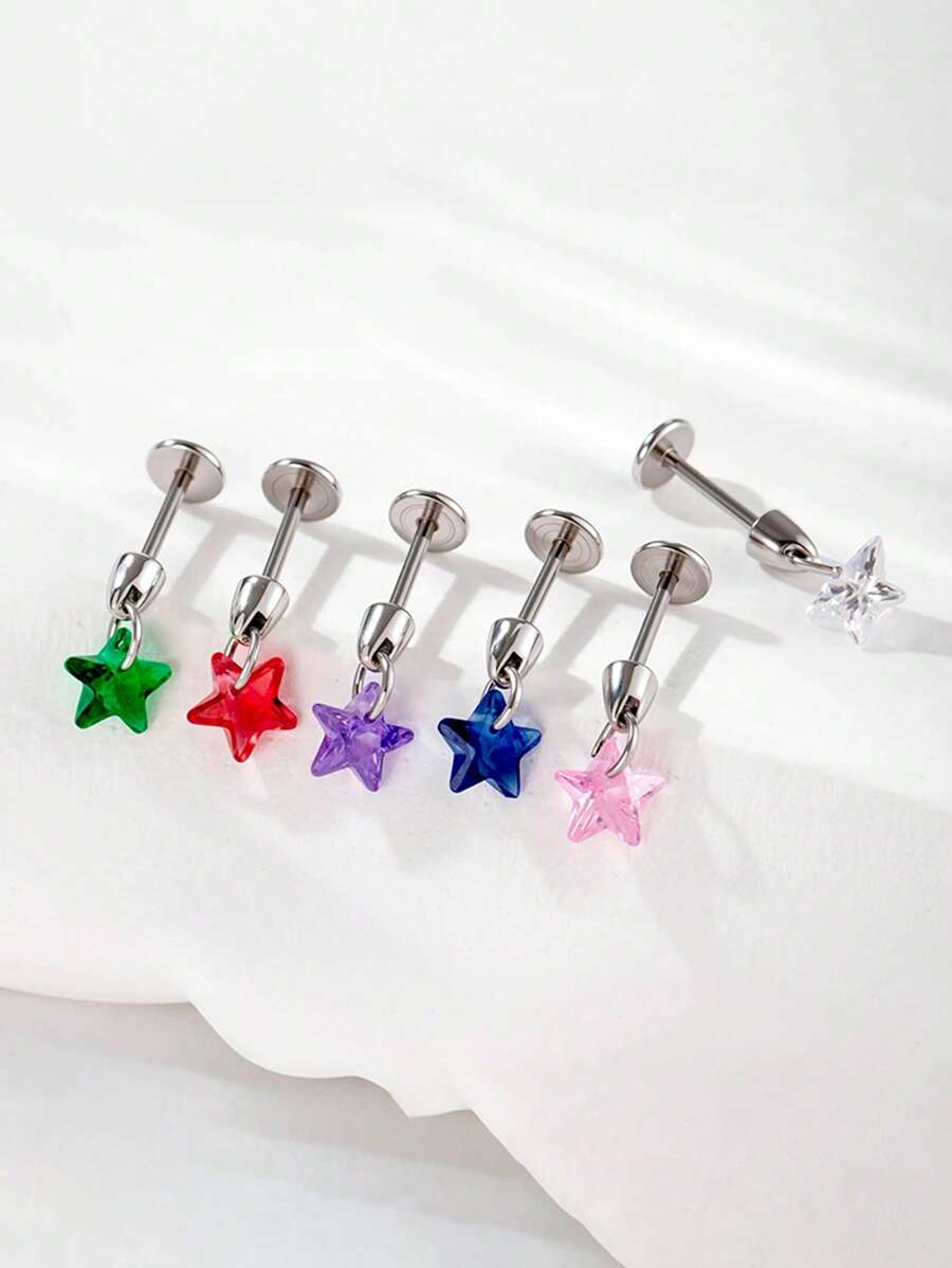 Toppiercing 1 Stück Premium Kubikzirkon Stern Design Ohrknorpel Piercing, minimalistischer Stil