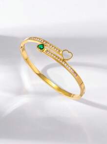 Novo Bracelete de Aço Inoxidável Decorado com Pedras de Zircônia, Simples e da Moda, Presente Perfeito