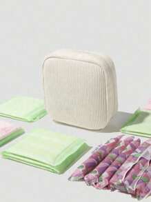 Bolsa de almacenamiento de toallas sanitarias de gran capacidad, caja de almacenamiento portátil multifuncional, monedero y mini bolsa de cosméticos, portacompresas, bolsa para tampones, bolsa para productos femeninos, estilo casual, material de poliéster, solución de almacenamiento perfecta y un regalo maravilloso