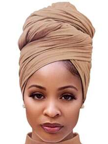 1/2pcs Head Wraps For Women Large Headband Turban Scarf For Black Hair Band African Stretch Jersey Turban Hair Band - Scarf - View 4
