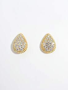 Vaerine 1 对优雅时尚的 925 银锆金向日葵形耳钉，适合女性聚会和礼物 - 金色 - 查看 7