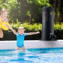 KOMHTOM Kartuschen-Poolfilter, 50sq.ft Filterfläche, Filter für eingelassene Pools, Filtersystem für Aufstellpools mit Upgrade-Filter und Auslaufschutz, für Whirlpools, Spas, aufblasbare Pools, Filter für eingelassene/Aufstellpools, 380 x 380 x 710 mm, schwarz