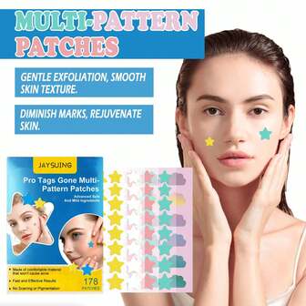 178 Pieces Of Multi-Pattern Skin Patches, Can Cover Skin Blemishes And Acne, Facial Care Patches, Alcohol-Free, Hypoallergenic, Suitable For Parties And Daily Use