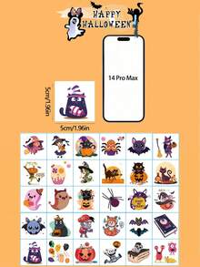 30 片万圣节防水纹身贴纸 | 可爱卡通图案、搞笑小鬼和南瓜图案、手臂背部身体临时贴纸、派对必备节日礼物不错之选