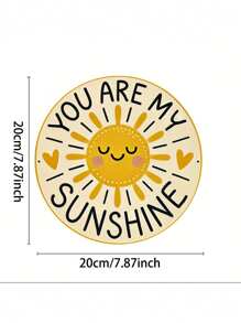 2D Flat, You Are My Sunshine 7.87 Inch Round Wood Wall Art - Cheerful Sun And Heart Design, Vintage Style, Easy To Hang, Great For Living Room Decoration And Valentine's Day Gift, Home Decor, Home Wall Decor, Festival Decoration