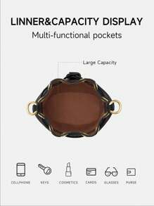 Coach Bolso de cubo de hombro, bolso cruzado para mujer, bolso de mano mini con cordón para dama, cartera de embrague