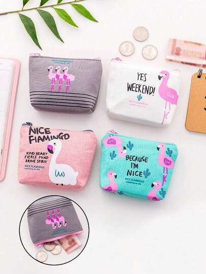 محفظة عملات بطبعة الفلامنجو، حقيبة تخزين المفاتيح، محفظة قماشية، محفظة عملات مطبوعة، محفظة عملات قماشية، محفظة حيوانات، حقيبة نقود صغيرة، محفظة عملات للطلاب مزودة بسحاب، محفظة عملات قابلة لإعادة الاستخدام، مناسبة للعطلات والشاطئ والحياة اليومية. هي أفضل هدية للأمهات والمعلمين والأصدقاء، محفظة صغيرة محمولة