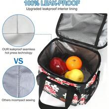 Local Shipping-Femuar Reusable Lunch Box For Men/Women - Insulated Lunch Bag Leakproof Lunchbox For Work Office Picnic Beach - Freezable Lunch Cooler Bag With Adjustable Shoulder Strap - Black - Black Foral - View 4