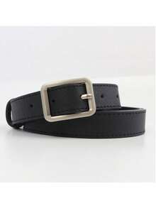 1 件女士黑色 PU 皮带，百搭针扣腰带，适合秋季、万圣节 - 黑色 - 查看 4