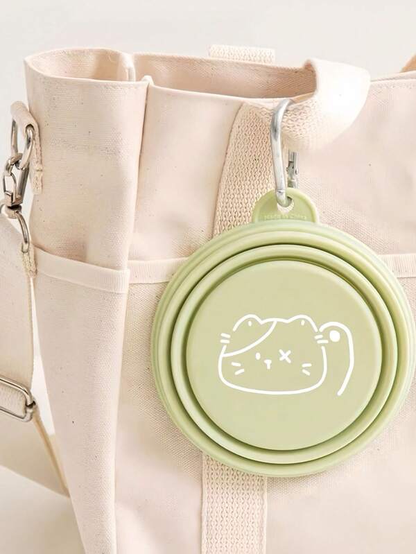 1pc Foldable Pet Dog/Cat Feeding Bowl, Portable Outdoor Silicone Pet Water Bowl