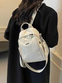 1pc Women's Backpack, Large Capacity Minimalist Fashion Sports Outdoor Backpack, Handbag, Shoulder Bag, Travel Bag, Mountaineering Backpack, Multi-Zipper Bag, Portable Multi-Function Casual Backpack, High-Grade Luggage, School Supplies, School Backpack, School Bag, Backpack For School, Back To School Backpack, School Bookbag, Backpack School, Lightweight, Suitable For Teen Girls Women College Students, Rookies & White-Collar Workers, Perfect For Back To School, First Day Of School, College