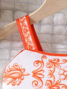 年轻女孩时尚吊带背心上衣搭配长裙套装，夏季 - 橘色 - 查看 4