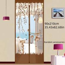 1 Set Magnetic Mosquito Door Curtain | Summer Fly Screen With Floral Butterfly Pattern, Easy Installation - Effectively Blocks Mosquitoes And Repels Insects, 1 Piece Magnetic Mesh Curtain With Push Pins, Mosquito Proof - Multicolor - View 29
