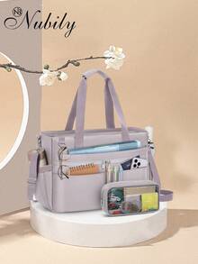 NUBILY Teacher Tote Bag For Women 15.6 Inch Laptop Briefcase With Clutch Bag, Nurse Bags Professional Work Handbag For Office College Nursing, Large Utility Tote Messenger Shoulder Bag - Bột tro - Xem 2