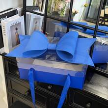 1pc Bow Decorative Gift Box Set, Suitable For Floral Packaging, With Handle & Ribbon, Plastic & Paper Material, For Wedding, Party, Birthday, Valentine's Day Gift Wrapping - Multicolor - View 17