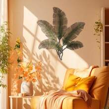 1 pieza Decoración de pared de hoja de plátano de madera artificial retro, decoración de pared de alta gama vintage para dormitorio, sala de estar, baño, comedor, oficina, temporada de otoño