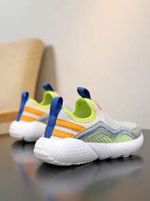 Children's Lightweight Sport Shoes, One Touch Slip-On Design, Breathable & Comfortable, Shock-Absorbing Toe Cap, Suitable For Casual, Sports, Daily Wear, Spring/Autumn