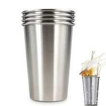 1/4 Pieces Of 16 Ounce Stainless Steel Pint Cups4PCS 16oz Stainless Steel Pint Cup, Healthy Unbreakable And Stackable, Metal Drinking Glasses, Durable, Reusable, Party, Outdoor, Hiking, Camping, Picnic, Stackable Cup For Beer Juice Soda, Summer Winter Drinkware, Home Decor, Room Decor ﻿ - Multicolor - View 11