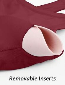 Workout Tops Women With Built In Bra, Sleeveless Gym Tops Seamless Racerback Athletic Yoga Shirts, Activewear - 酒紅色 - 查看 9