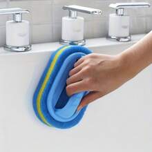 1pcs Shower Scrubber | Ergonomic Handheld Sponge Scrubber, Two-Tone Design - Multifunctional Manual Cleaning Brush, Suitable For Bathtubs, Kitchens, Bathrooms, Etc. - Great For Cleaning Tiles, Pots And Stains, Bathroom Accessories