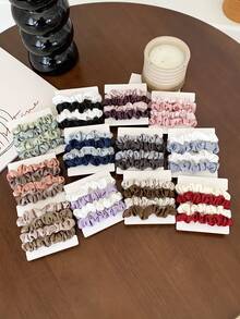 4个装纯色法式小发圈，附卡片，简约百搭发绳，彩色发圈，女士发饰，发圈，发绳，发饰，马尾发圈，发圈，橡皮筋，发绳，发圈，头饰，弹力发带 - 彩色 - 查看 2