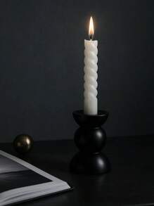 1 pieza Juego de portavelas de resina abstracto moderno - Soportes escultóricos para velas rectas en negro y blanco, decoración elegante para el hogar para la mesa del comedor, el dormitorio, la boda o como regalo