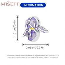 MISEFF 1 Pc Genuine S925 Sterling Silver Bead Flower Iris Beads For Original Bracelet Necklace DIY Jewelry Making Fit Birthday Gifts For Women Valentine's Day Present