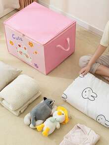 1pc Toy Storage Box,Cartoon Print Basket Organizer. Cute Basket With Handle. Animal Decoration, Book Basket, Gift Basket, Laundry Baskets Storage Basket Sundries Toy Storage Box