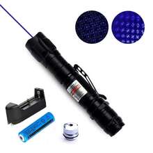 2in1 405nm Blue Purple Laser Pointer Lazer Pen Star Visible Beam Light Zoom + Battery + Charger