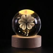 1pc Jellyfish Mood Light With Wooden Base - USB Powered Glass Desktop Lamp With Color Changing Geometric Pattern, Animal Themed Home Decor, Living Room Table Lighting, Ideal Gift For Birthday, Valentine's Day, Christmas
