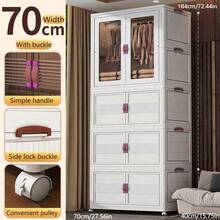 Multi-Layer Large-Capacity Reinforced Coat And Hat Storage Cabinet, Independent Bedroom Clothes And Shoes Rack, Autumn Vacation Home Room Decoration, Stylish Four-Season Bedroom Decoration, Durable Storage Rack, Foldable Storage Cabinet, Bedroom Organizing Box, Wardrobe Storage, Home Storage Solutions, Bedroom Storage Rack, Modern Decorative Storage Rack, Space-Saving Storage Rack, Bedroom Essential, Home Décor Organizing Box - White - View 5